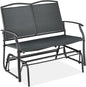 Best Choice Products 2-Person Outdoor Patio Swing Glider Steel Bench Loveseat Rocker for Deck, Porch w/Textilene Fabric, Steel Frame - Dark Gray