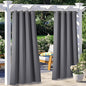 NICETOWN 2 Panels Patio Outdoor Curtains Grey Waterproof, Thermal Insulated Stainless Steel Ring Top Blackout Outdoor Indoor Window Drapes for Gazebo/Playground, W52 x L95 Inch, Grey