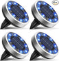 btfarm 4 Pack Solar Lights Outdoor, 8 LED Solar Ground Lights IP65 Waterproof Flat Solar Disc Light, Pathway Lights for Garden Lawn Patio Yard Path Landscape, Blue