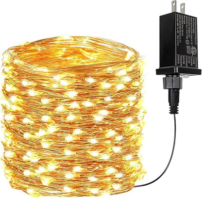 66Ft 200 LED Fairy Lights Plug in, Waterproof String Lights Outdoor & Indoor 8 Modes Christmas Light Bedroom Decor, Timer Twinkle Lights for Girl's Room Garden Party Christmas Decorations (Warm White)