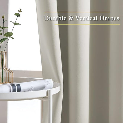 NICETOWN Blackout Natural Curtain for Living Room - Grommet Thermal Insulated Solid Room Darkening Thermal Curtain Drape Sound Reducing for Bedroom/Living Room (1 Panel, W66 x L84)