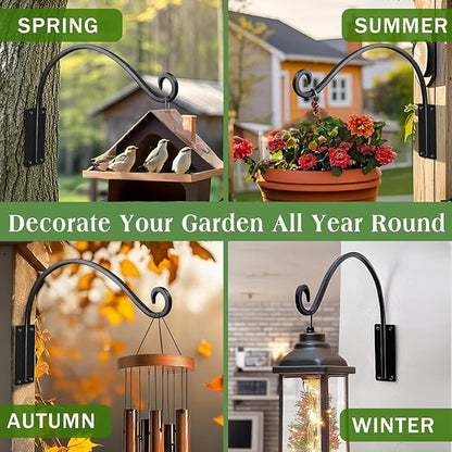 16 Inch Plant Hangers Outdoor 2 Pack,Plant Hanging Hook Bracket for Bird Feeder Hanger,Hanging Plant Hooks for Outside Baskets Lanterns Wind Chimes Outdoor Indoor