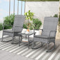 Outdoor Rocking Chair 3 Pieces High-Backed Rocking Chair Patio Rocking Chairs Outdoor Table and Chairs Anti-Slip Cushions Dark Grey