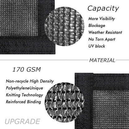 UPGRADE Privacy Fence Screen 4'x49' Black Outdoor 90% Visibility Blockage 170 GSM Mesh Shade Cover Panels for Backyard,Balcony,Home Decoration with Zip Ties,Customized Avaliable