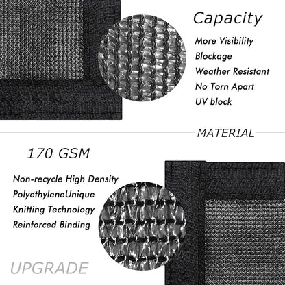 UPGRADE Privacy Fence Screen 4'x12' Black Outdoor 90% Visibility Blockage 170 GSM Mesh Shade Cover Panels for Backyard,Balcony,Home Decoration with Zip Ties,Customized Avaliable