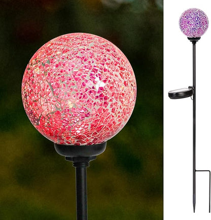 VCUTEKA Solar Garden Lights - Mosaic Solar Lights Outdoor Decor Pathway Light Waterpoof LED Stake Light for Landscape Lawn Patio Yard Decoration 1 Pack