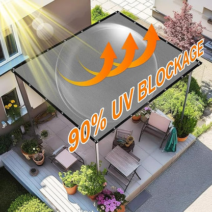 Artpuch 90% Sun Shade Cloth, 6 x 12 FT Pergola Shade Cover Canopy with Grommets, Sun Screen Fabric Tarp for Patio, Outdoor, Garden, Backyard, Blue Grey