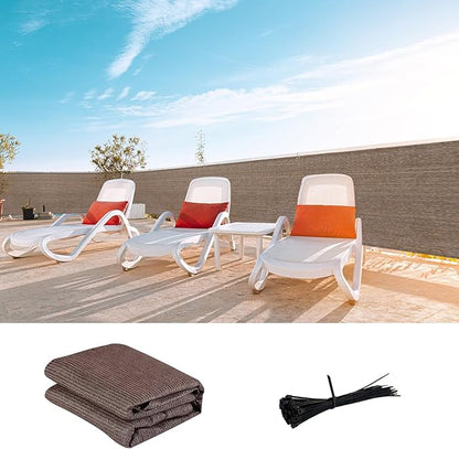 LOVE STORY Custom Size 3.3'x23' Brown Balcony Privacy Screen,UV Block Privacy Fence Screen,90% Shield for Outdoor Pool Garden Apartment Railing