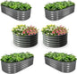A ANLEOLIFE 6-Pack 4X4X1.5ft & 6X2X1.5ft Deep Root Galvanized Raised Garden Beds Outdoor for Planting Vegetables Flowers Herb, Quartz Grey