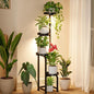 Bamworld Plant Stand with Grow Light, Corner Metal Flower Pot Stands for Multiple Plants, 4 Tier Heavy Duty Plant Shelf for Patio Garden Balcony Living Room Bedroom(Patent Design)