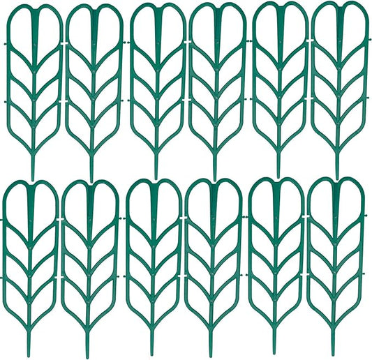 Garden Trellis for Climbing Plants 12 PCS Plastic Indoor Trellis for Potted Plants Green Stackable Mini Climbing Plant Stupport DIY Flower Pot Support for Pea Vegetable Clematis (12 Packs)