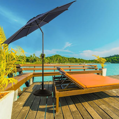 Abba Patio 11FT Lyon Outdoor Patio Umbrella Outdoor Table Umbrella with Push Button Tilt and Crank Market Umbrella 8 Sturdy Ribs UV Protection Waterproof for Garden Deck Backyard Pool, Navy Blue