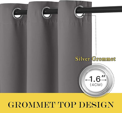 NICETOWN Sliding Glass Door Curtain Extra Long 132 inches Long, Grommet Thermal Insulated Blackout Patio Door Curtain Room Divider for Bedroom/Pergola, Gray, W100 x L132, 1 Panel