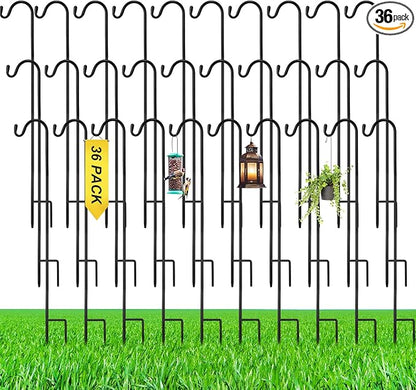 36 Pcs 24 Inch Shepherds Hook for Outdoor Adjustable Bird Feeder Pole Metal Steel Shepard Hooks for Hummingbird Stand Feeder Pole for Garden Plant, Lantern, Hanging Wedding Decor