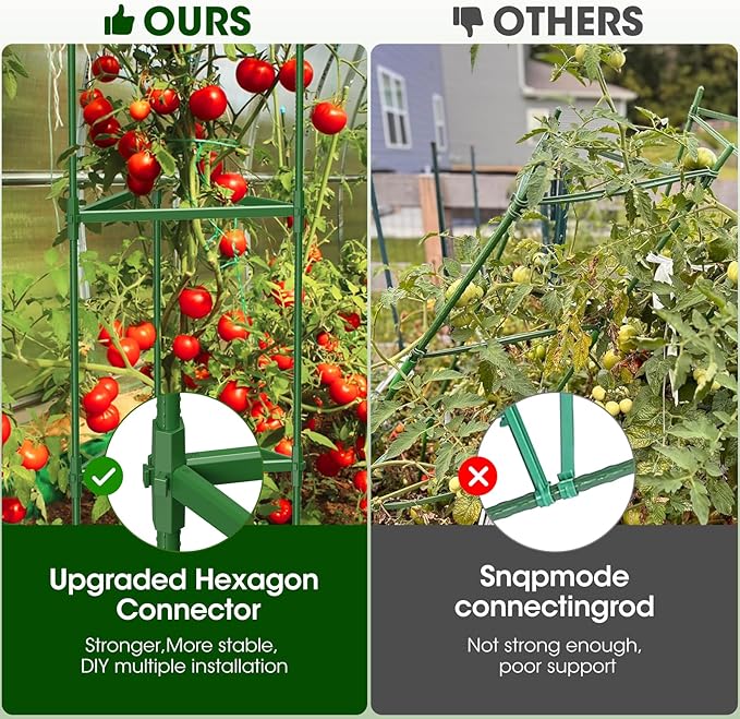 3 Pack Tomato Cages for Garden,Up to 51.2Inch Tomato Cage Trellis-Upgraded Hexagon Connector,Heavy Duty Adjustable Tomato Stake Support for Raised Garden Bed