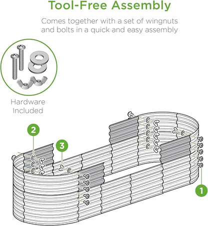 Best Choice Products 8x2x2ft Metal Raised Garden Bed, Oval Outdoor Deep Root Planter Box for Vegetables, Herbs w/ 4 Support Bars, 215 Gal Capacity - Wood Grain