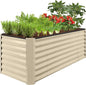 Best Choice Products 8x2x2ft Raised Outdoor Metal Garden Bed, Deep Root Box Planter for Vegetables, Flowers, Herbs, 240 Gallon Capacity, 100% Non Toxic Materials- Beige