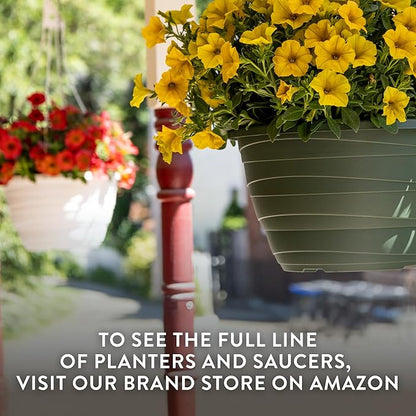 The HC Companies 11 Inch Wrapt Hanging Planters, Lightweight UV-Resistant Plastic Hanging Planters for Indoor & Outdoor Plants, 2-Pack Hanging Flower Pots for Garden, Patio & Home Decor, Pepperstone