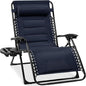 Best Choice Products Oversized Padded Zero Gravity Chair, Folding Outdoor Patio Recliner, XL Anti Gravity Lounger for Backyard w/Headrest, Cup Holder, Side Tray, Polyester Mesh - Navy Blue