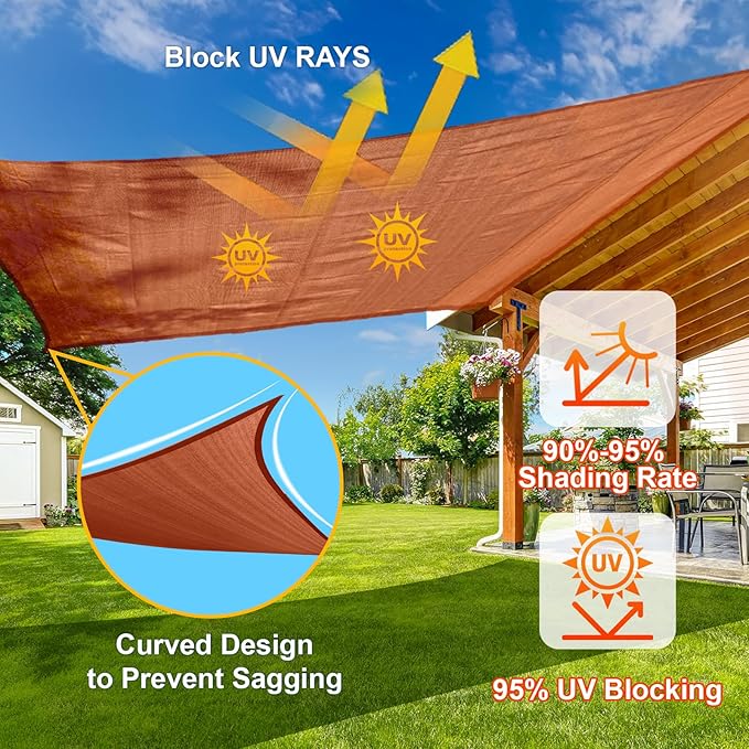 SUNLAX Sun Shade Sail 9' x 18' Terra Red Rectangle Canopy Sail Shade Cover UV Block Permeable Sunshade Outdoor for Patio Backyard Deck Pergola (We Make Custom Size)