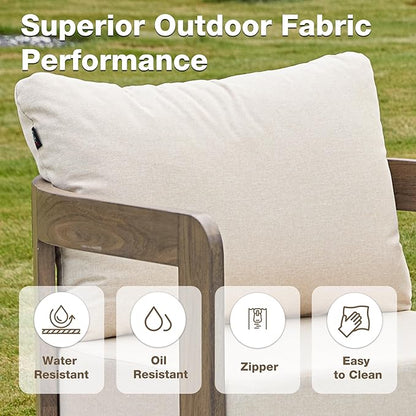 Outdoor Patio Furniture Set, 5 Pieces Modern Metal Patio Conversation Set with 6" Thick Cushions, Outdoor Lounge Sofa 350lbs for Backyard Porch Balcony, Beige