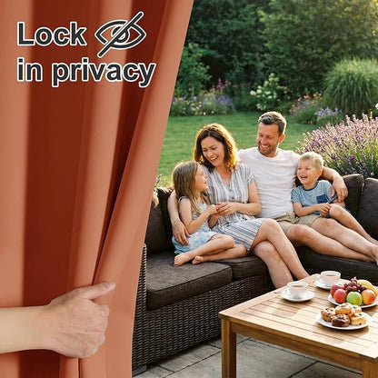 RYB HOME Outdoor Curtains for Patio Waterproof Block Sunlight Thermal Insulated Privacy Assured Thick Outside Curtains for Pergola, Cabana, Gazebo, W52 x L72, Mecca Red, 1 Panel