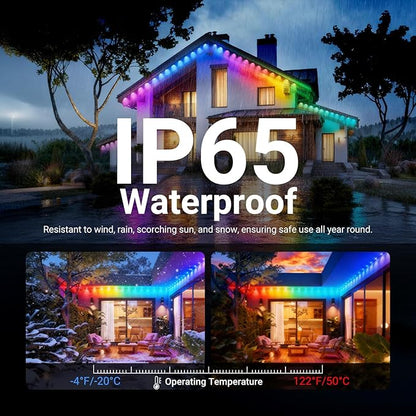 NEEWER 96ft Permanent Outdoor Lights for House Decor, Smart AI RGBCW Outside Eaves String Christmas Lighting with 60 LED Lights App Control 50+ Scenes IP65 Waterproof, Compatible with Alexa, NR02
