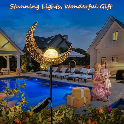 Homeimpro Moon Solar Lights Outdoor Garden Decor Gifts for Mom Women,Waterproof Stakes Yard Decorations for Lawn, Patio Accessories, Backyard Ornaments Birthday Gifts Mother Grandma (Bronze)