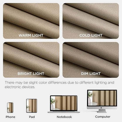 Joydeco Blackout Patio Sliding Door Curtains 96 Inches Long, Grommet Privacy Room Divider Curtains, Extra Wide Thermal Blackout Drapes for Bedroom Living Room (Light Beige, 100Wx96L, 1 Panel)