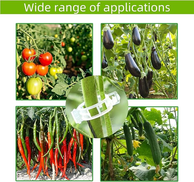 200 Pcs Plant Support Clips,Plastic Clips for Securing Plants,Tomato Vine Clips,Plant Fixing Clips,Garden Clips for Climbing Plants,Grape and Vine Vegetables (200, White)