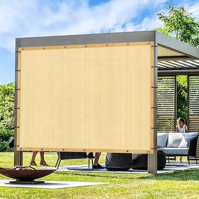 Artpuch Outdoor Pergola Shade Cover 4' X 14' Sun Shade Cloth with Grommets, 90% UV Protection Canopy Patio Privacy Screen (Customized Available) GN107, Wheat