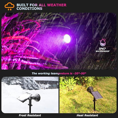 Solar Spotlights Outdoor Color Changing, 180°Adjustable Flag Pole Lights, IP67 Garden Lights Solar Powered Waterproof, Wall Lights for Garden Pool Area Pond, Landscape Solar Light for Yard