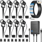 SUNVIE All-In-One LED Landscape Lighting Kit, 8-Pack Low Voltage Landscape Lights with Transformer and 65FT UL-Listed Wire, 3000K Waterproof Outdoor Uplights with Connectors for Yard House Garden Tree