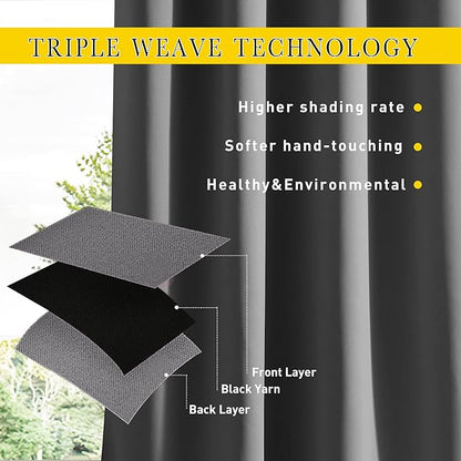 NICETOWN 2 Panels Outdoor Curtains Waterproof Pocket & Back Tab on Top & Bottom, Thermal Insulated Windproof Sun Blocking Outside Privacy Drapes for Patio with Fixed Rope, W84 x L84, Grey