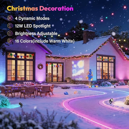 Halloween Christmas Spotlight Outdoor Color Changing Landscape Spotlights,12W RGBW LED Outdoor Spot Lights for Yard Garden Decor,Waterproof 110V Plug in Landscape Lighting with Remote,8 Packs