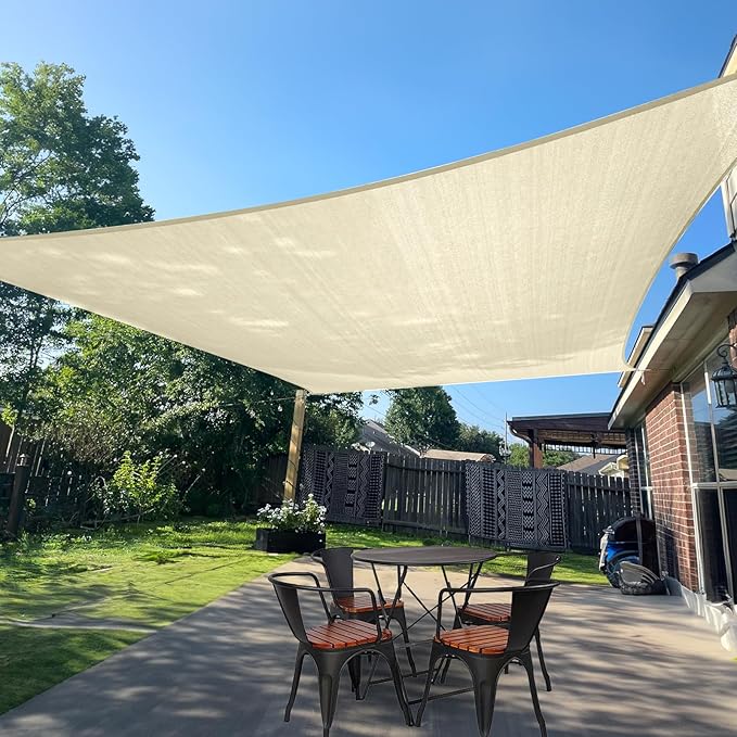 SUNLAX Sun Shade Sail 9' x 20' Butter Cream Rectangle Canopy Sail Shade Cover UV Block Permeable Sunshade Outdoor for Patio Backyard Deck Pergola (We Make Custom Size)
