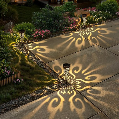 Go2garden 6Pcs Solar Lights Outdoor Garden Decor Gifts for Women Mom,Waterproof Conical Garden Stakes for Yard, Lawn, Pathway,Garden Lights Mothers' Day Birthday Gifts for Men(Black)