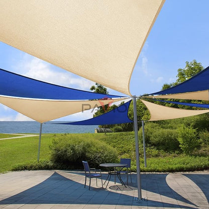 Patio Paradise 6' x 6' x 5'10" Sun Shade Sail Triangle Canopy, Permeable Shade Cloth Fabric Sunlight Block Patio Cover HDPE Deck Awning for Outdoor Backyard Pergolas Roof Shading, Beige