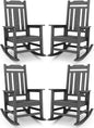 SERWALL Gray Outdoor Rocking Chair Set of 4, All Weather Patio Rocking Chair, HDPE Poly Rocking Chair for Adults, Heavy Duty Front Porch Rocker
