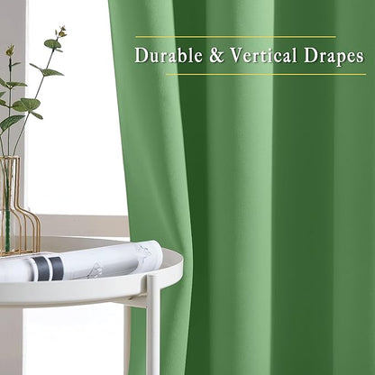 NICETOWN Blackout Curtains 72 inches Long, Grommet Privacy Window Treatment Thermal Insulated Room Darkening Sliding Glass Door Drape for Bedroom Living Room, 1 Panel, W100 x L72, Froest Green