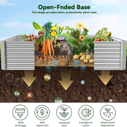 3 Pack 6x3FT Raised Beds for Gardening, Corrugated Galvanized Steel Raised Garden Bed, Outdoor Metal Above Ground Garden Bed for Vegetables and Flowers(Rectangular)