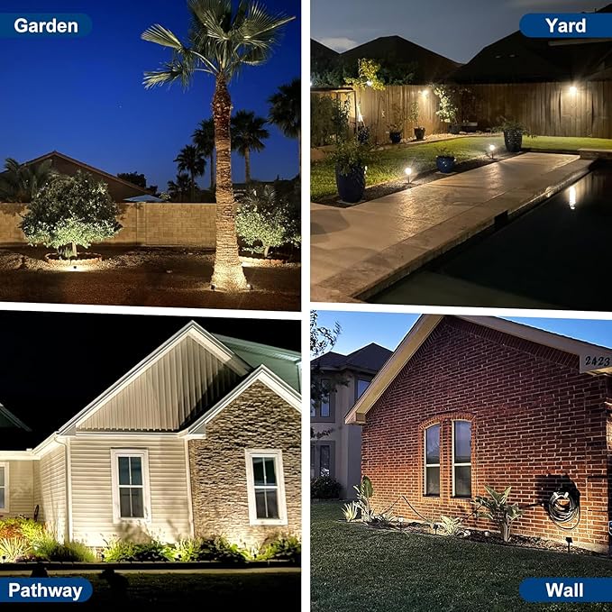 Solar Spot Lights Outdoor,6 Pack/56 LED Outdoor Lights for Yard Waterproof IP68, 4 Lighting Modes Solar Landscape Spotlights, Auto On/Off Solar Powered Flood Lights Garden Pathway,Cool White