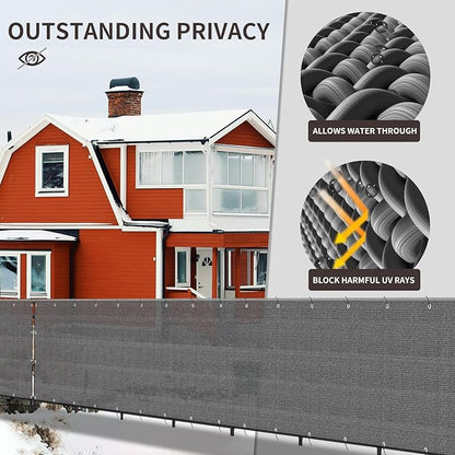 LOVE STORY Custom Size 3.3'x10' Dark Grey Balcony Privacy Screen,UV Block Privacy Fence Screen,90% Shield for Outdoor Pool Garden Apartment Railing
