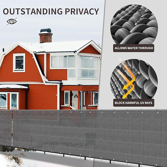 LOVE STORY Custom Size 2'6''x33' Dark Grey Balcony Privacy Screen,UV Block Privacy Fence Screen,90% Shield for Outdoor Pool Garden Apartment Railing