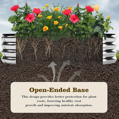 Galvanized Metal Planter Raised Garden Bed Kit for Gardening Outdoor，8x2x1ft Planter Grow Garden Box Raised Flower Bed，Long Vegetable Clearance Herb Raised Garden Beds for Gardening