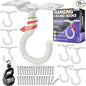 [UPGRADED] 200LBS 8Pcs Rotatable Ceiling Hooks with 4 Screw Points Plate Base, White Wall Mount Metal Hanger for Hanging Plants, Bird Feeders, Lanterns, Lights, Wind Chimes, Indoor Outdoor Decor