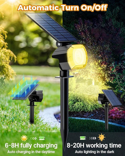 btfarm 2 Pack Solar Spot Lights Outdoor Waterproof IP65, 52 LED Landscape Lights 3 Lighting Modes, Spotlights Outdoor for Outside Yard Garden Tree (Warm White)