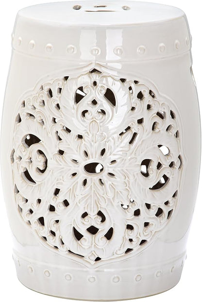 Safavieh Flora Glazed Ceramic Decorative Garden Stool, Cream