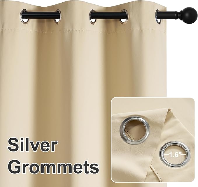RYB HOME Extra Wide Outdoor Curtains for Patio Waterproof Heavy Duty Thermal Insulated in Summer Full Coverage Privacy for Porch, Cabana & Pool, W150 x L95, Biscotti Beige, 1 Panel