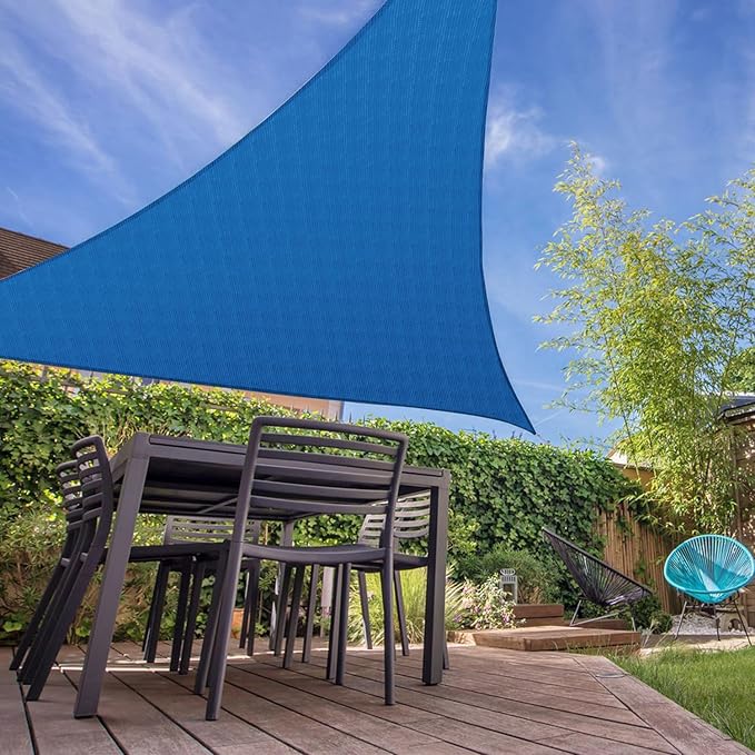E&K Sunrise 3' x 3' x 3' Sun Shade Sail Triangle Canopy Shade Cover UV Block for Patio Backyard Garden Outdoor (Blue)